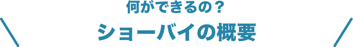 何ができるの？ショーバイの概要